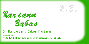 mariann babos business card